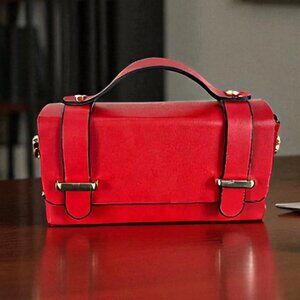 Lily Red Italian Leather Handbag for Women – Luxury Designer Shoulder
